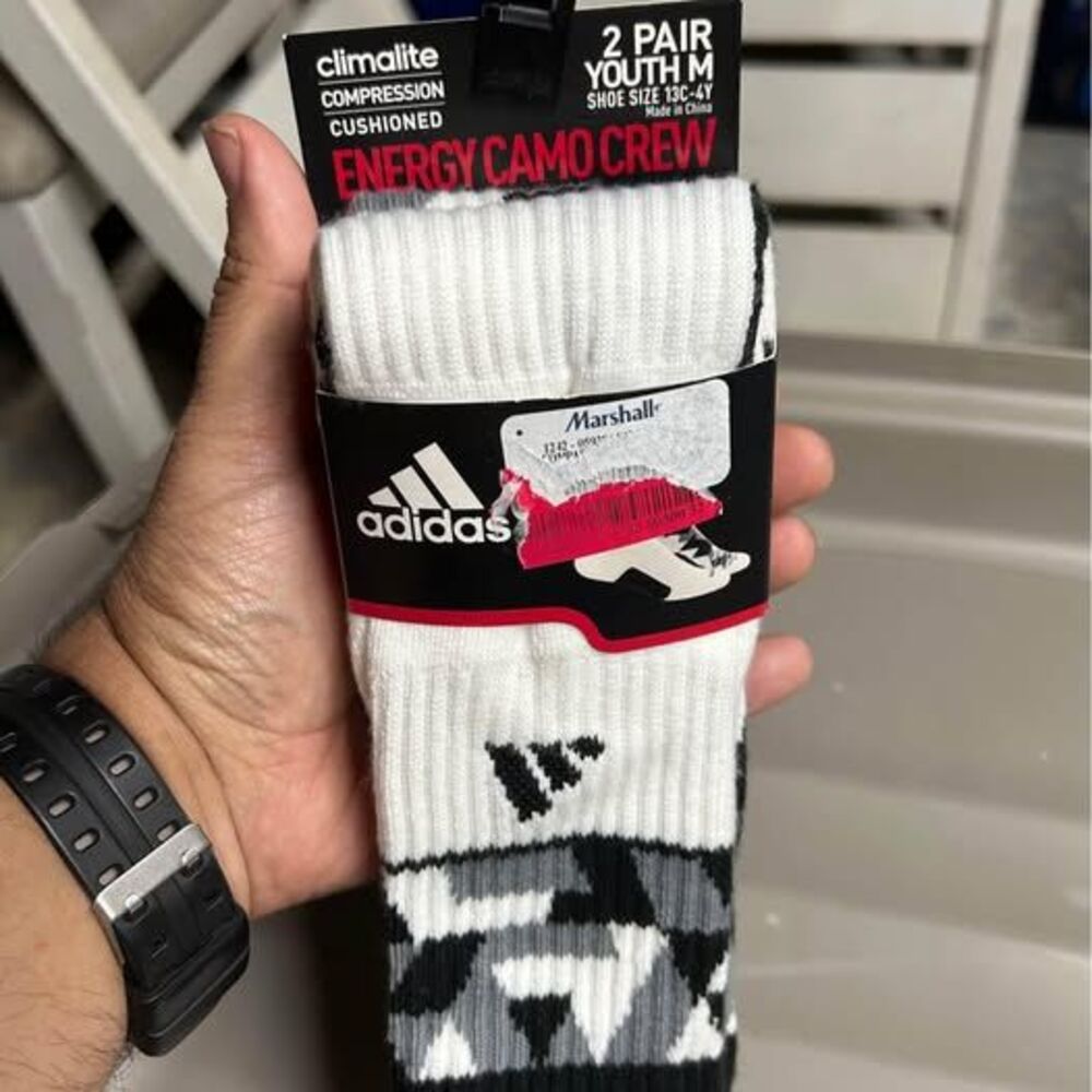 NEW Adidas Camo Crew 2 Pair YOUTH MEDIUM 13C-4Y